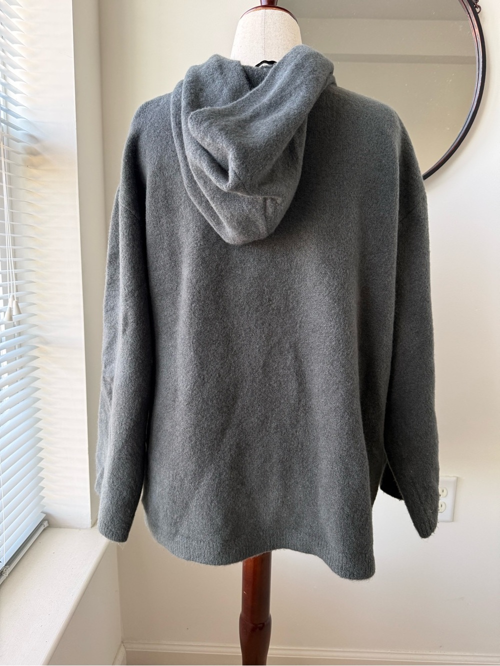 Zara Hooded Button Cardigan in Dark Gray - Picture 6 of 12